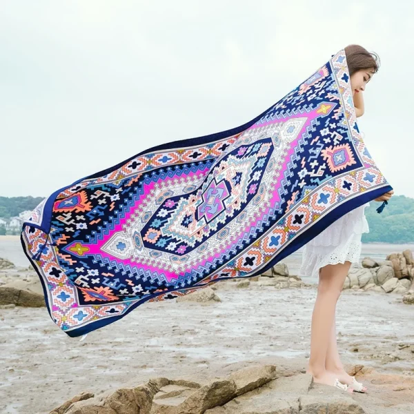 90x185cm  Printing Process Twill Summer Suncare Beach Dress Bikini Sarong Wrap Scarf Women Brazilian Swimsuit Bathing Cover-ups - Image 5