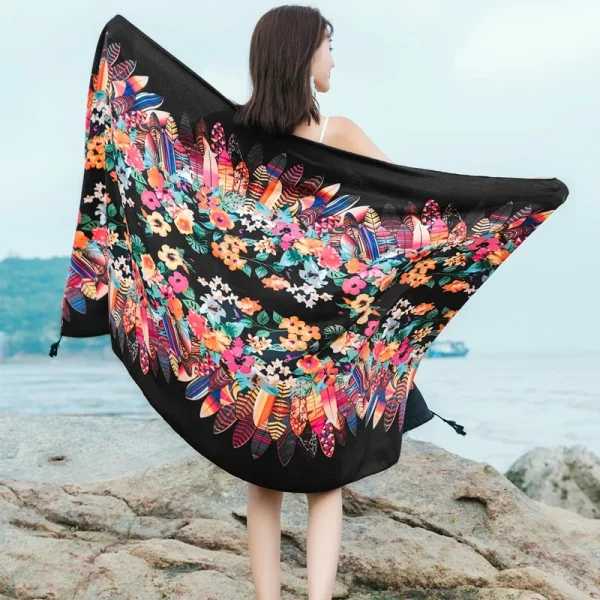 90x185cm  Printing Process Twill Summer Suncare Beach Dress Bikini Sarong Wrap Scarf Women Brazilian Swimsuit Bathing Cover-ups - Image 6