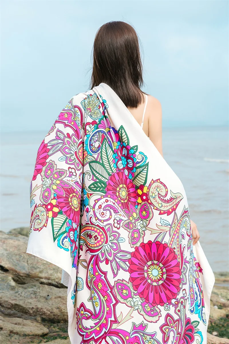 90x185cm  Printing Process Twill Summer Suncare Beach Dress Bikini Sarong Wrap Scarf Women Brazilian Swimsuit Bathing Cover-ups