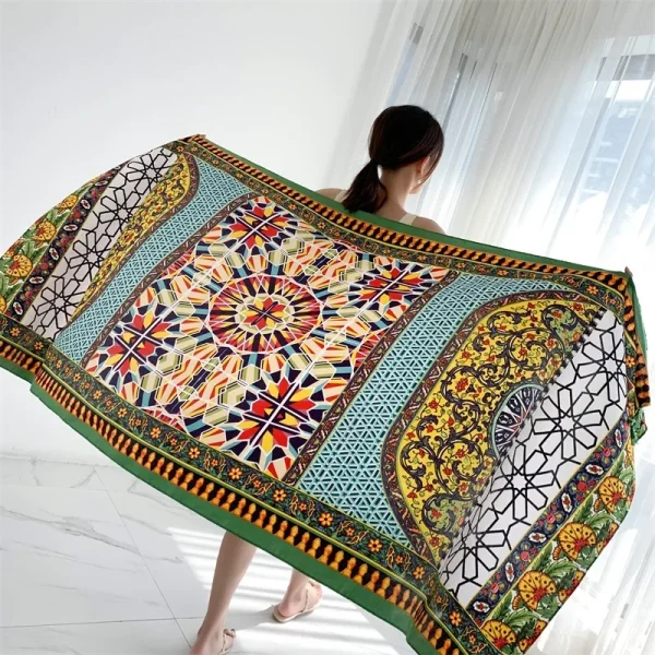 90x185cm  Printing Process Twill Summer Suncare Beach Dress Bikini Sarong Wrap Scarf Women Brazilian Swimsuit Bathing Cover-ups - Image 4