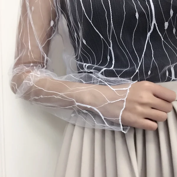 Sexy Harajuku Mesh Tops Long Sleeve See Through T-shirts Transparent Star Dot Diamond Print Top Summer Casual T Shirt Streetwear - Image 3