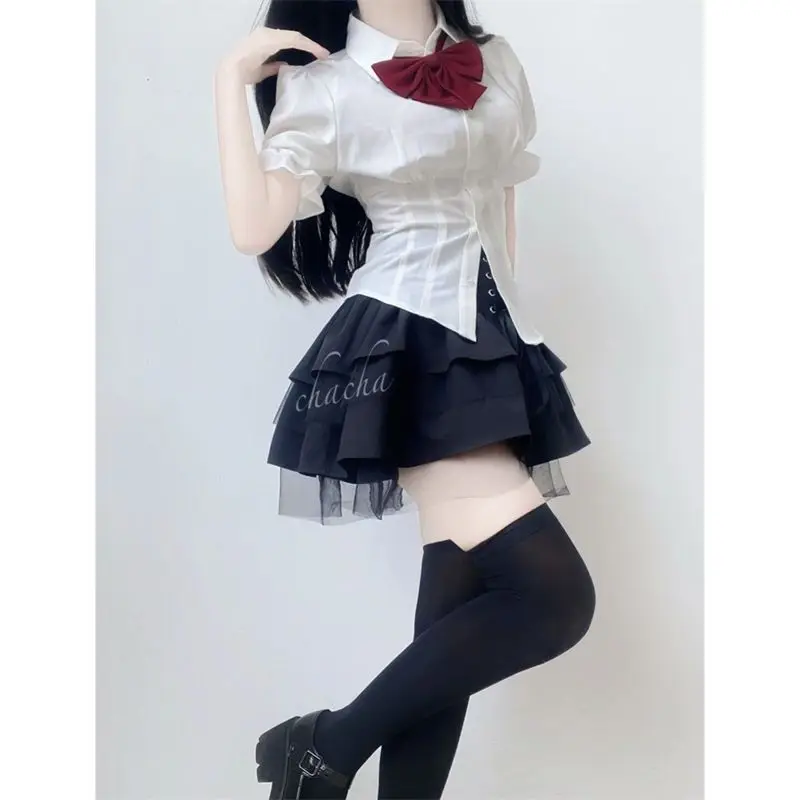 Sexy White Blouses Women Korean Fashion Shirt Chic Harajuku Preppy Elegant Female Japanese Casual JK Slim Y2k Blusas Cute Tops