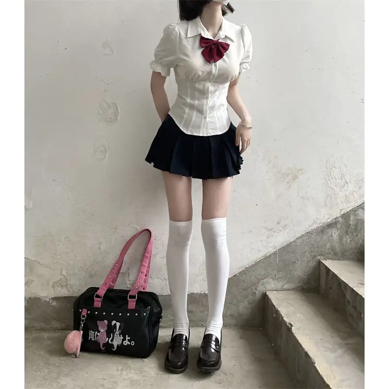 Sexy White Blouses Women Korean Fashion Shirt Chic Harajuku Preppy Elegant Female Japanese Casual JK Slim Y2k Blusas Cute Tops