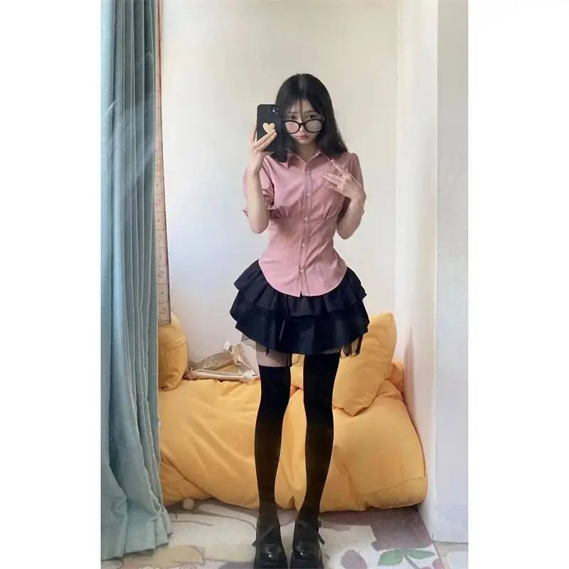 Sexy White Blouses Women Korean Fashion Shirt Chic Harajuku Preppy Elegant Female Japanese Casual JK Slim Y2k Blusas Cute Tops