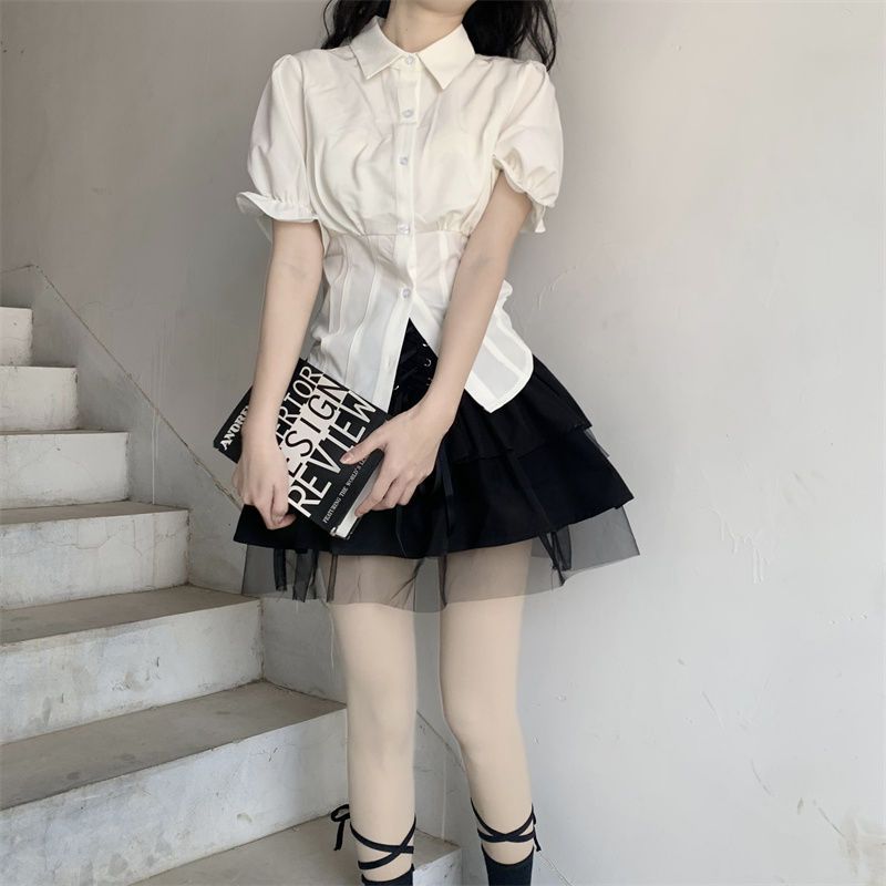 Sexy White Blouses Women Korean Fashion Shirt Chic Harajuku Preppy Elegant Female Japanese Casual JK Slim Y2k Blusas Cute Tops