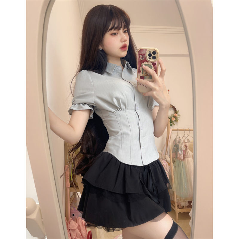 Sexy White Blouses Women Korean Fashion Shirt Chic Harajuku Preppy Elegant Female Japanese Casual JK Slim Y2k Blusas Cute Tops