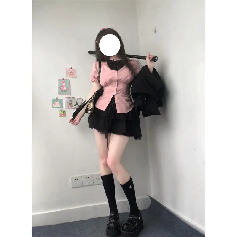 Sexy White Blouses Women Korean Fashion Shirt Chic Harajuku Preppy Elegant Female Japanese Casual JK Slim Y2k Blusas Cute Tops