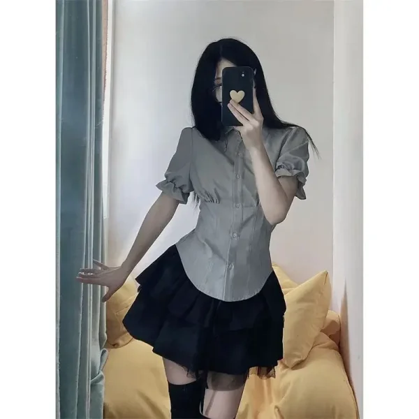 Sexy White Blouses Women Korean Fashion Shirt Chic Harajuku Preppy Elegant Female Japanese Casual JK Slim Y2k Blusas Cute Tops - Image 5