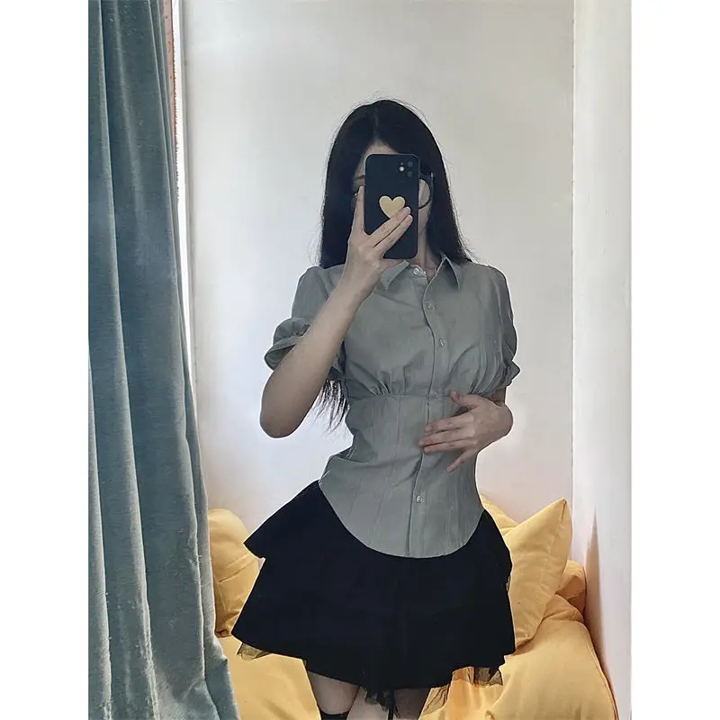Sexy White Blouses Women Korean Fashion Shirt Chic Harajuku Preppy Elegant Female Japanese Casual JK Slim Y2k Blusas Cute Tops