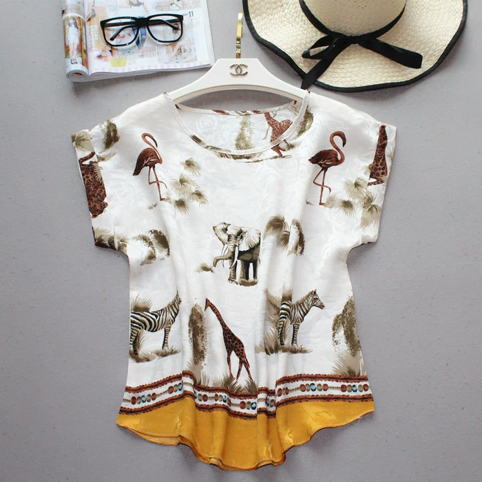 Summer New Arrive High Quality 100% Mulberry Silk Office Lady Blouse Short Sleeved