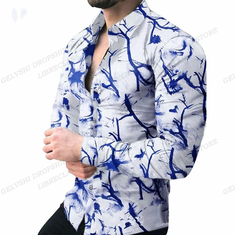 Long Sleeve Hawaii Shirts Three Dimensional 3d Print Lapel Shirts Men Fashion Shirts Geometric Beach Blouse Luxury Mens Clothing