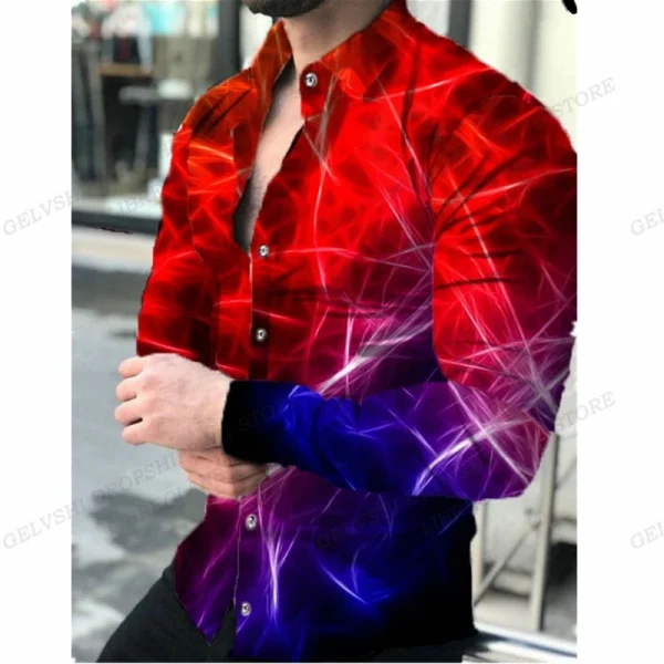 Long Sleeve Hawaii Shirts Three Dimensional 3d Print Lapel Shirts Men Fashion Shirts Geometric Beach Blouse Luxury Mens Clothing - Image 4