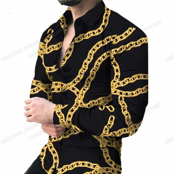 Long Sleeve Hawaii Shirts Three Dimensional 3d Print Lapel Shirts Men Fashion Shirts Geometric Beach Blouse Luxury Mens Clothing - Image 6