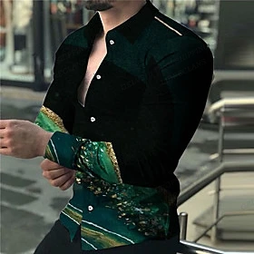 Long Sleeve Hawaii Shirts Three Dimensional 3d Print Lapel Shirts Men Fashion Shirts Geometric Beach Blouse Luxury Mens Clothing