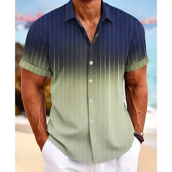 Pop Gradient Striped 3D Print Hawaiian Beach Shirts Men Women Casual Fashion Streetwear Short Sleeve Shirt Tops Blouse Man Cloth - Image 2