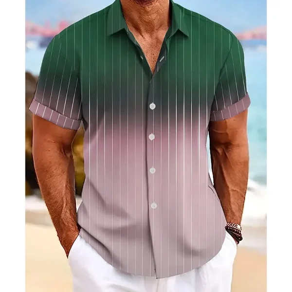 Pop Gradient Striped 3D Print Hawaiian Beach Shirts Men Women Casual Fashion Streetwear Short Sleeve Shirt Tops Blouse Man Cloth - Image 4