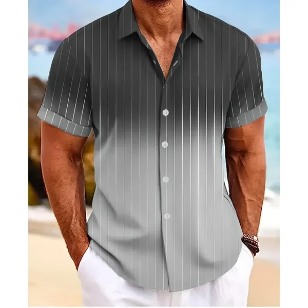 Pop Gradient Striped 3D Print Hawaiian Beach Shirts Men Women Casual Fashion Streetwear Short Sleeve Shirt Tops Blouse Man Cloth - Image 3