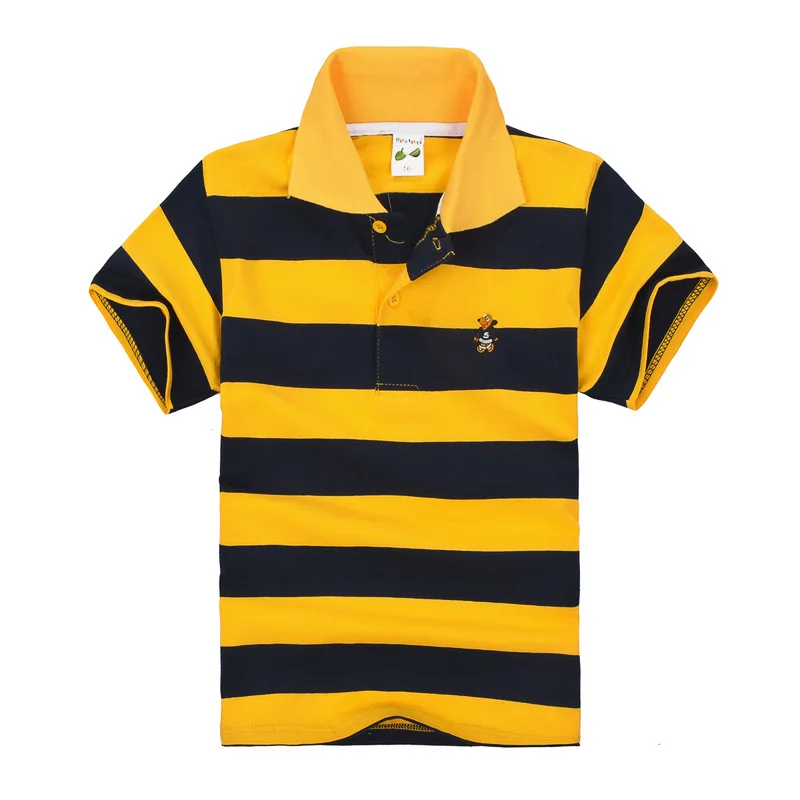Kids children's short sleeved children's clothing Korean version medium and large children's T-shirt cotton striped lapel polo s
