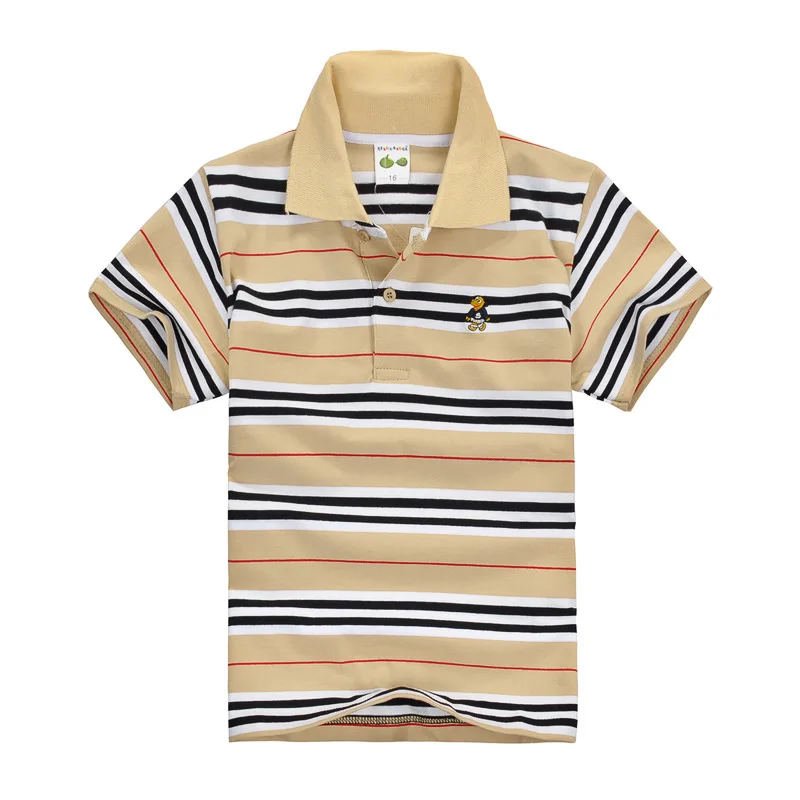 Kids children's short sleeved children's clothing Korean version medium and large children's T-shirt cotton striped lapel polo s