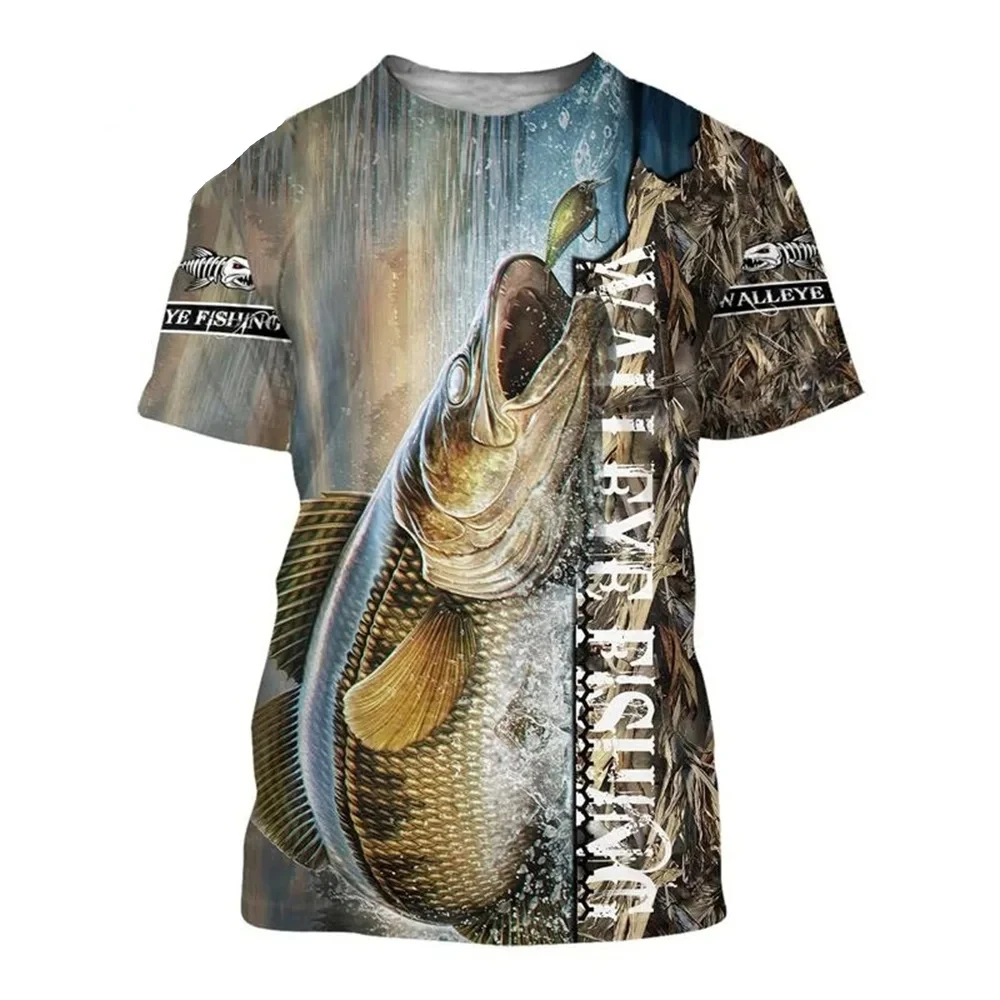 TShirts Outdoor Fishing 3D Print Streetwear Boys Girls Casual Fashion Oversized O-Neck TShirt  Harajuku Kids Tees Tops Clothes