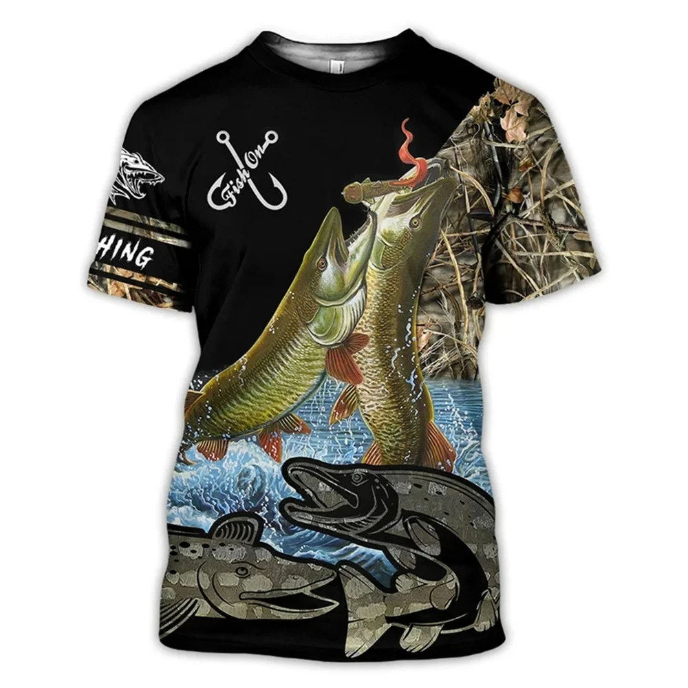 TShirts Outdoor Fishing 3D Print Streetwear Boys Girls Casual Fashion Oversized O-Neck TShirt  Harajuku Kids Tees Tops Clothes