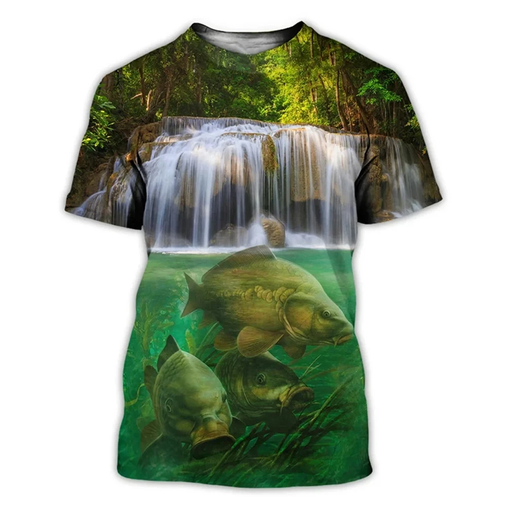 TShirts Outdoor Fishing 3D Print Streetwear Boys Girls Casual Fashion Oversized O-Neck TShirt  Harajuku Kids Tees Tops Clothes