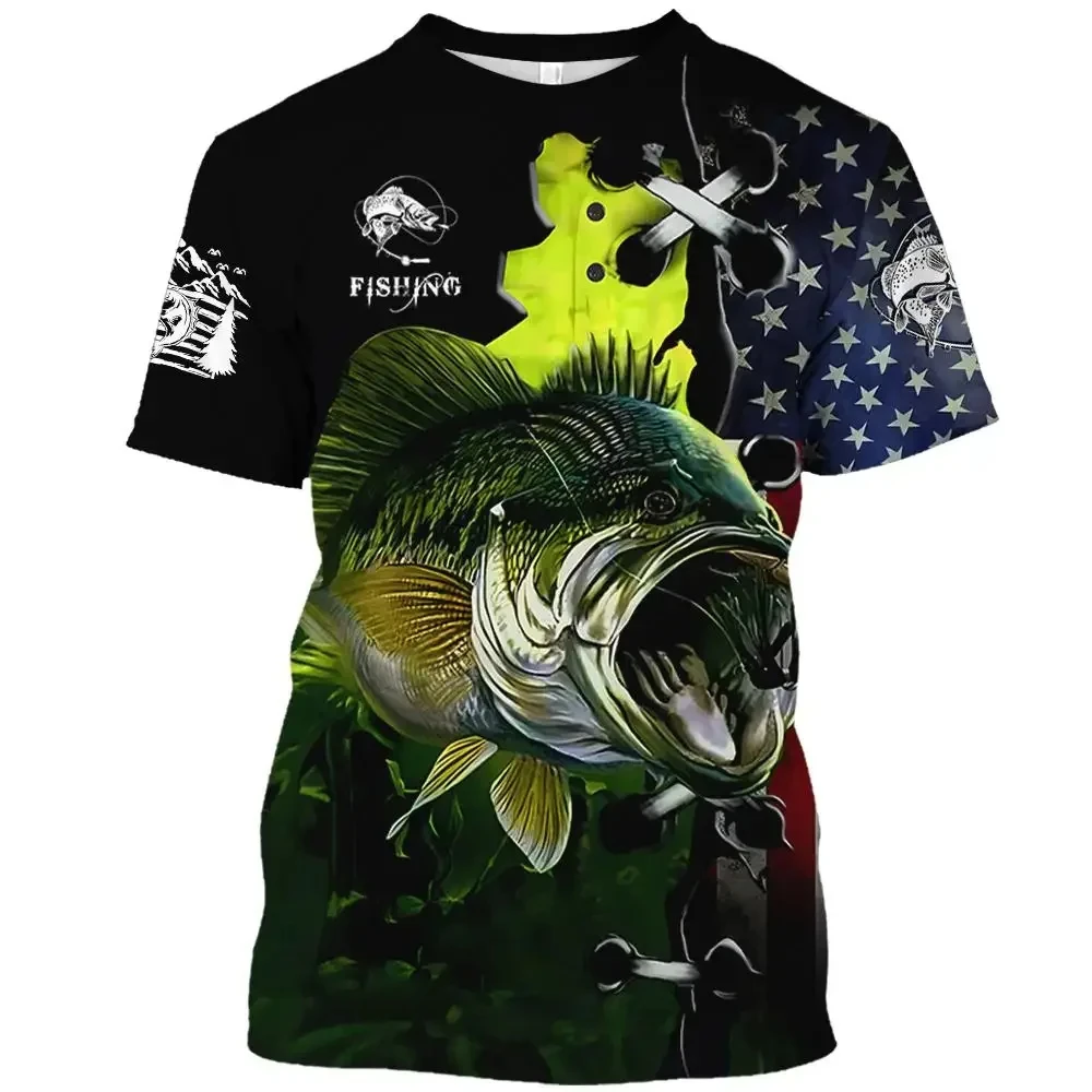 TShirts Outdoor Fishing 3D Print Streetwear Boys Girls Casual Fashion Oversized O-Neck TShirt  Harajuku Kids Tees Tops Clothes