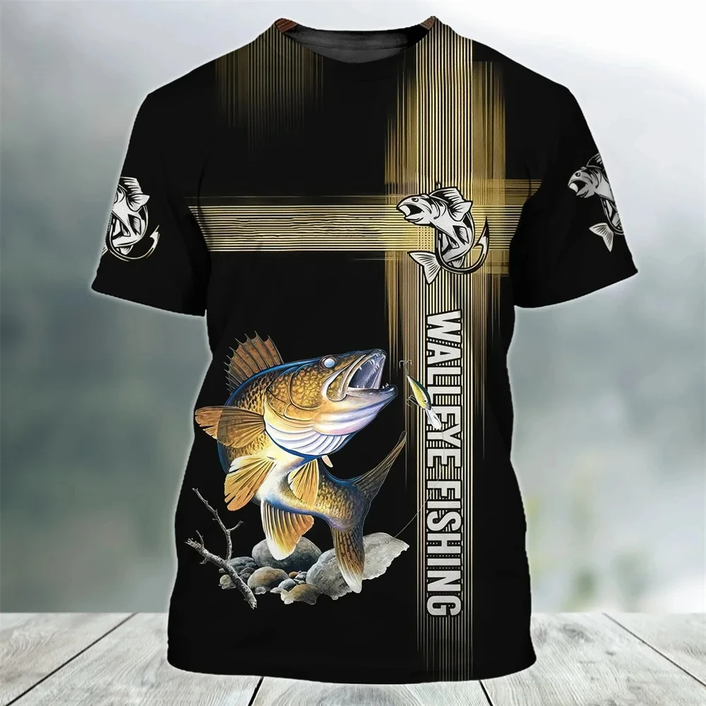 TShirts Outdoor Fishing 3D Print Streetwear Boys Girls Casual Fashion Oversized O-Neck TShirt  Harajuku Kids Tees Tops Clothes