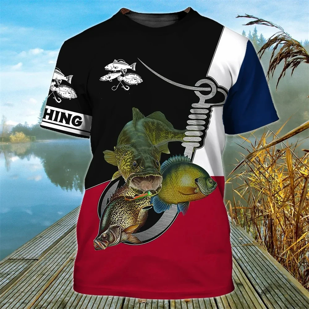 TShirts Outdoor Fishing 3D Print Streetwear Boys Girls Casual Fashion Oversized O-Neck TShirt  Harajuku Kids Tees Tops Clothes