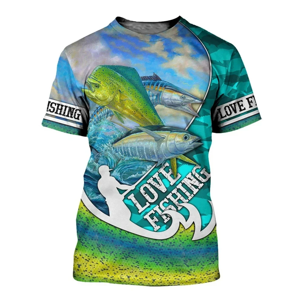 TShirts Outdoor Fishing 3D Print Streetwear Boys Girls Casual Fashion Oversized O-Neck TShirt  Harajuku Kids Tees Tops Clothes