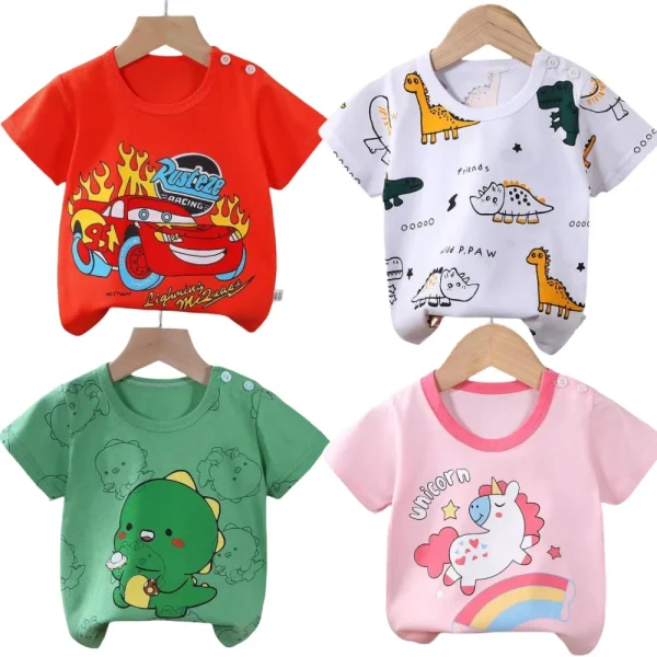 Children's Clothing T-Shirt Kids Clothes Boys Girls Summer Cartoon Tops Short Sleeve Clothes Cotton Breathable Baby Clothing