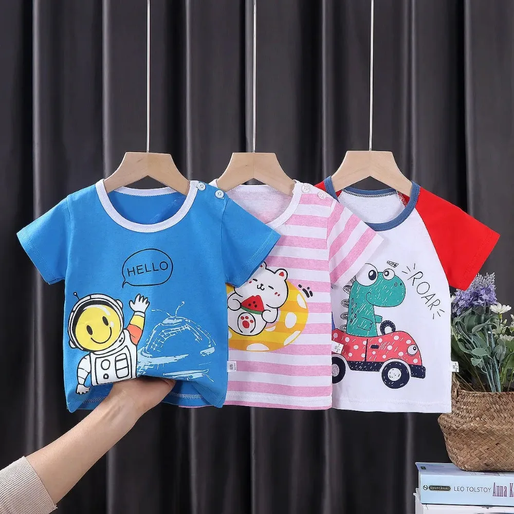Children's Clothing T-Shirt Kids Clothes Boys Girls Summer Cartoon Tops Short Sleeve Clothes Cotton Breathable Baby Clothing