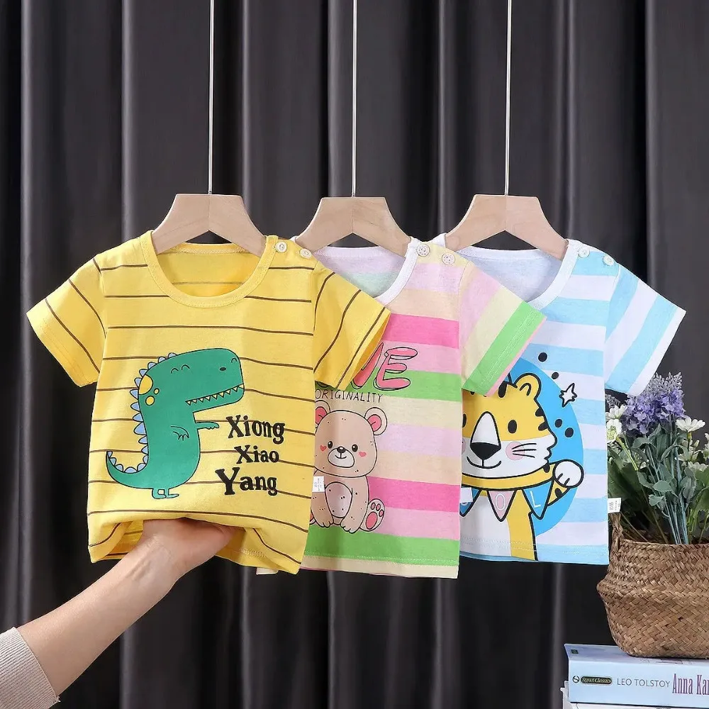Children's Clothing T-Shirt Kids Clothes Boys Girls Summer Cartoon Tops Short Sleeve Clothes Cotton Breathable Baby Clothing