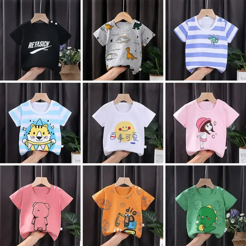 Children's Clothing T-Shirt Kids Clothes Boys Girls Summer Cartoon Tops Short Sleeve Clothes Cotton Breathable Baby Clothing