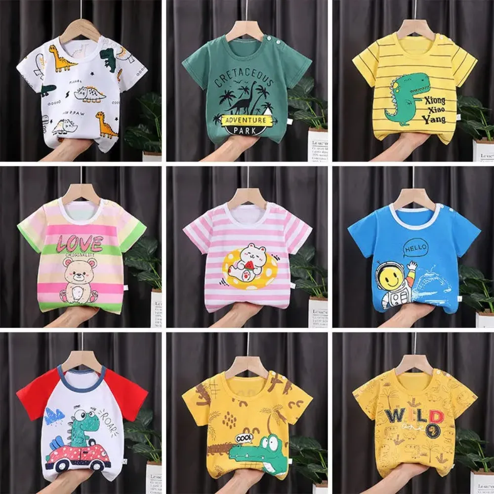 Children's Clothing T-Shirt Kids Clothes Boys Girls Summer Cartoon Tops Short Sleeve Clothes Cotton Breathable Baby Clothing