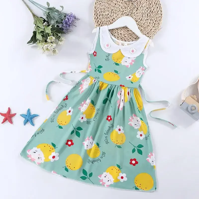 Dress for Girls Clothes Summer Sleeveless Dresses 4 5 6 7-year-old Kids Clothing Printed Fashion Children's Nightdress