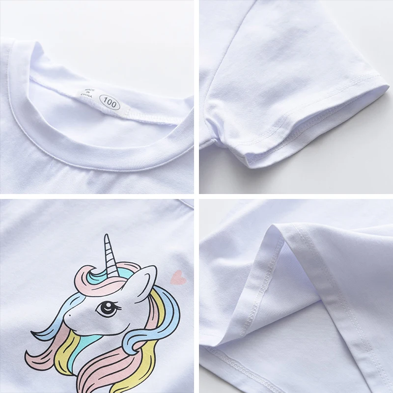 Bear Leader Summer Fashion Unisex Unicorn T-shirt Children Boys Short Sleeves White Tees Baby Kids Cotton Tops for Girls Clothes