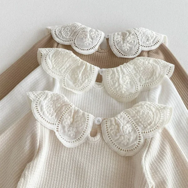 Baby Clothes Autumn Infant Girls Long Sleeve T-shirts Lace Lotus Collar Princess Kids Ribbed Bottoming Shirt Toddler Cotton Tops - Image 5