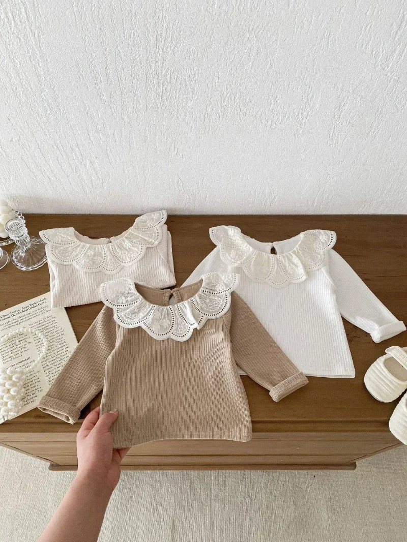 Baby Clothes Autumn Infant Girls Long Sleeve T-shirts Lace Lotus Collar Princess Kids Ribbed Bottoming Shirt Toddler Cotton Tops Baby Clothes Autumn Infant Girls Long Sleeve T-shirts Lace Lotus Collar Princess Kids Ribbed Bottoming Shirt Toddler Cotton Tops