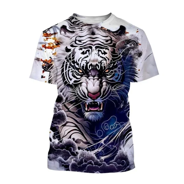 T-Shirts 3D Print Kawaii Animal Tiger Summer O-Neck T Shirt Casual Boys Girls Tops Oversized Fashion Kids Tees Children Clothing - Image 3