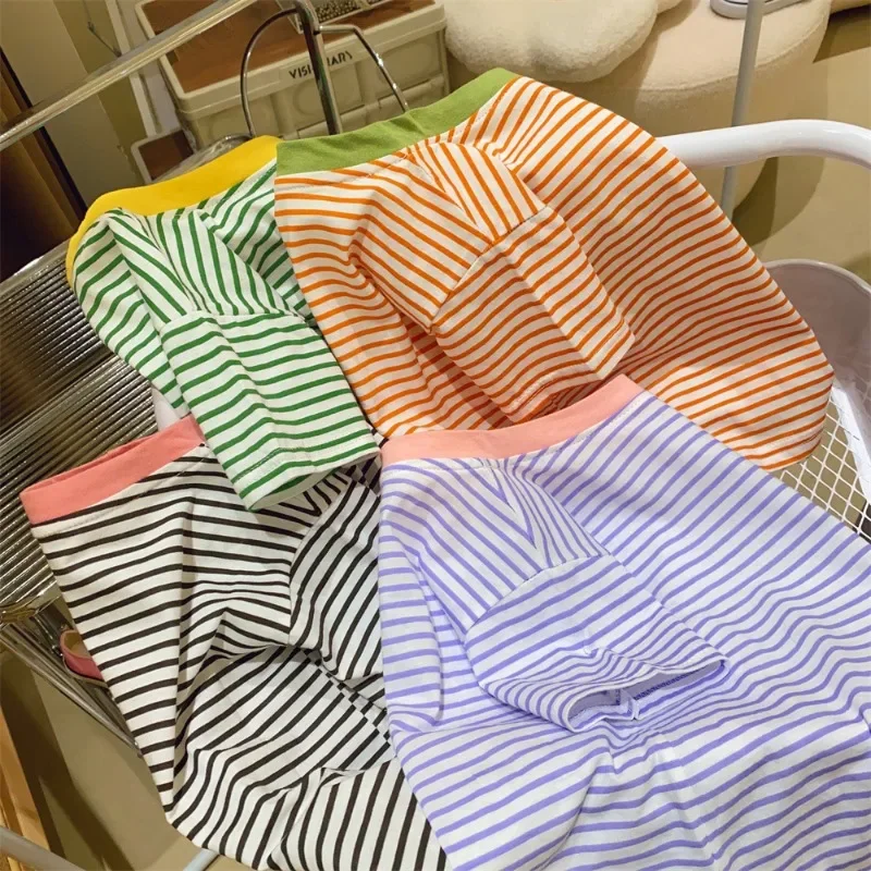 2024 New Baby Short Sleeve T Shirt Cotton Infant Striped T Shirt Summer Boy Girl Clothes Baby Cute Striped Tops Kids Tee