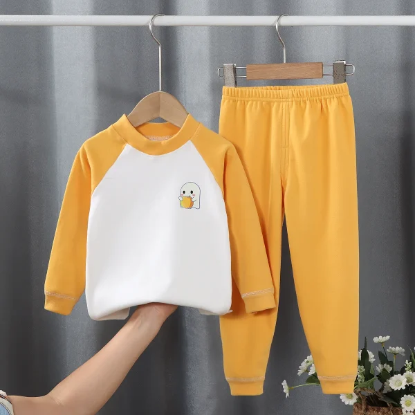 Children's velvet warm suit, autumn clothes and pants for big children, underwear for boys and girls, home clothes for babies Un - Image 5