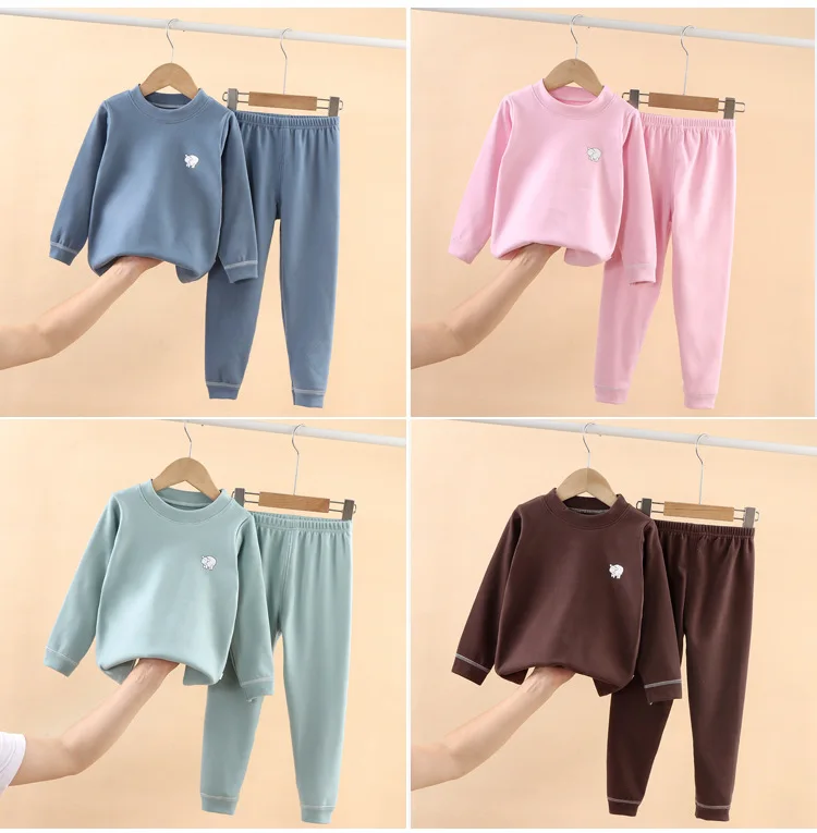 Children's velvet warm suit, autumn clothes and pants for big children, underwear for boys and girls, home clothes for babies Un