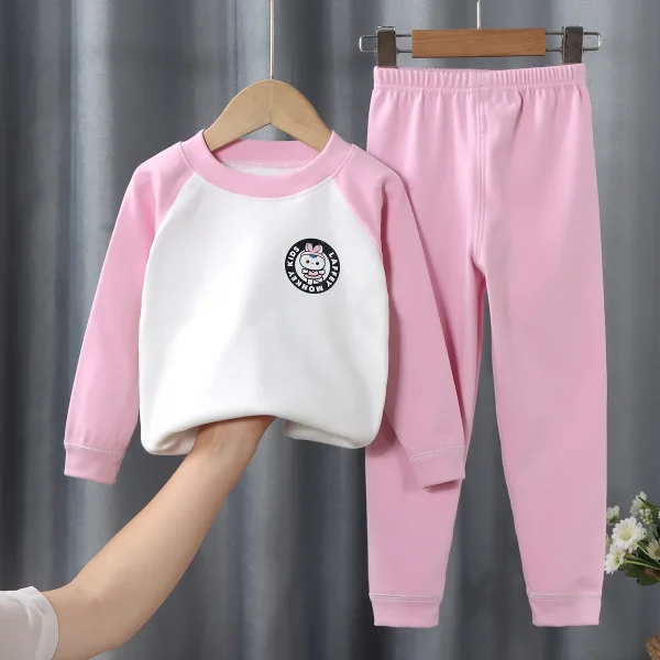 Children's velvet warm suit, autumn clothes and pants for big children, underwear for boys and girls, home clothes for babies Un - Image 4