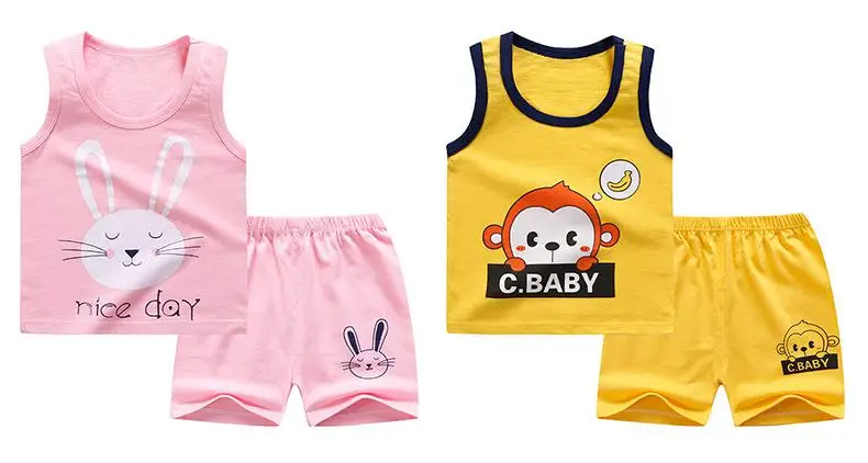Baby Boy Clothes Casual Tracksuit Pure Cotton Clothing Summer Clothes For Babies T-shirts + Pants For Kids Sports Outfit