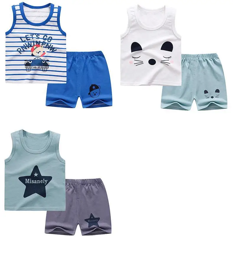 Baby Boy Clothes Casual Tracksuit Pure Cotton Clothing Summer Clothes For Babies T-shirts + Pants For Kids Sports Outfit