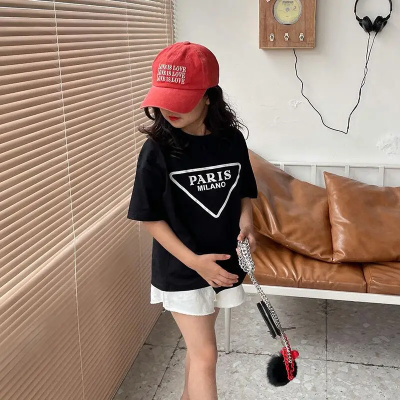 Summer Girls T Shirt Baby Tee Shirt Kids Tops Children Brand Clothes Fashion Casual Letter Print New 2-9Y Summer Girls T Shirt Baby Tee Shirt Kids Tops Children Brand Clothes Fashion Casual Letter Print New 2-9Y
