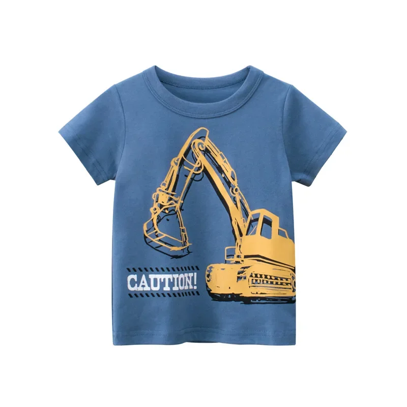 2-9Y Summer Baby Boys Short Sleeve T-shirt Children Kids Cotton Cartoon Tops Little Boys Tees