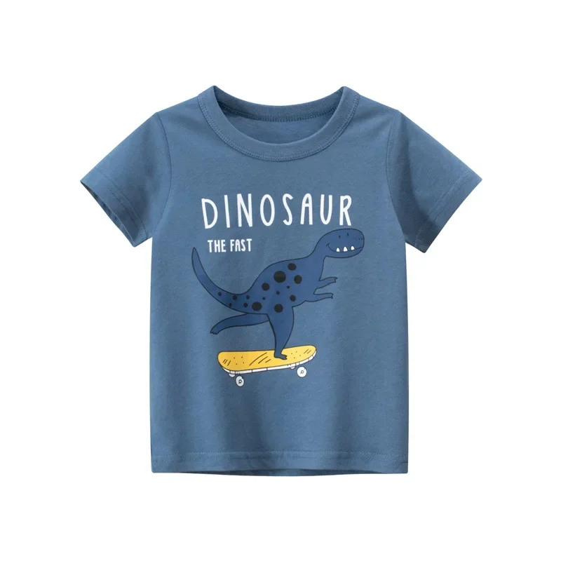 2-9Y Summer Baby Boys Short Sleeve T-shirt Children Kids Cotton Cartoon Tops Little Boys Tees