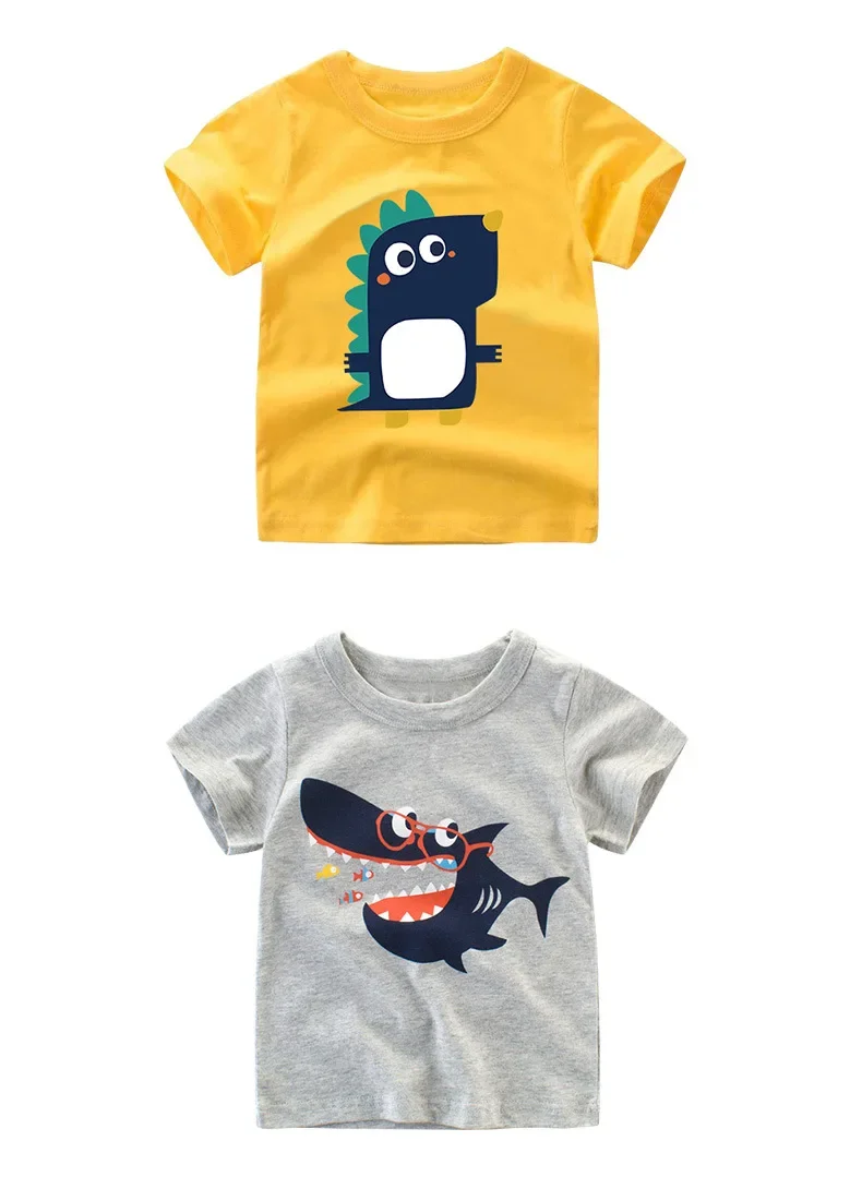 2-9Y Summer Baby Boys Short Sleeve T-shirt Children Kids Cotton Cartoon Tops Little Boys Tees